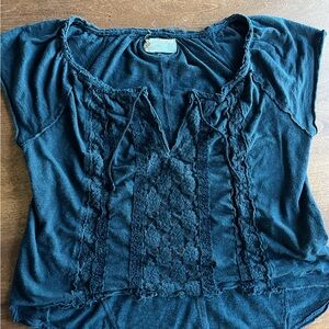 Hollister Teal Lace Detail Women's Blouse
